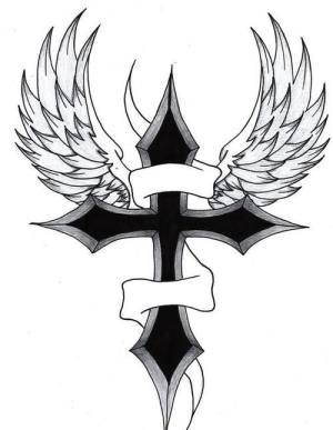 十字架加恶魔翅膀符号网名图1