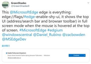 微软Edge浏览器：新增全屏模式UI显示方法图片1