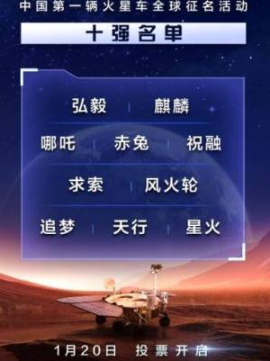 中国第一辆火星车全球征名活动什么时候开始？中国第一辆火星车全球征名活动正式启动图片1