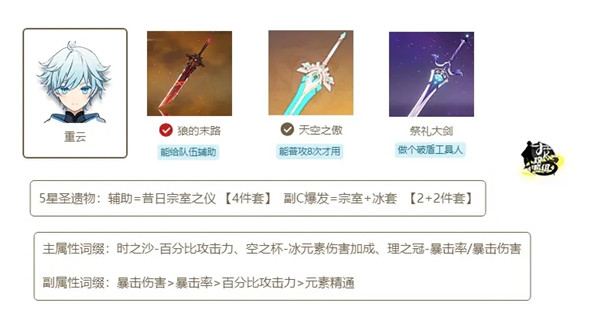 原神1.4版本武器及圣遗物怎么搭配？全属性角色武器圣遗物搭配攻略大全[多图]图片15