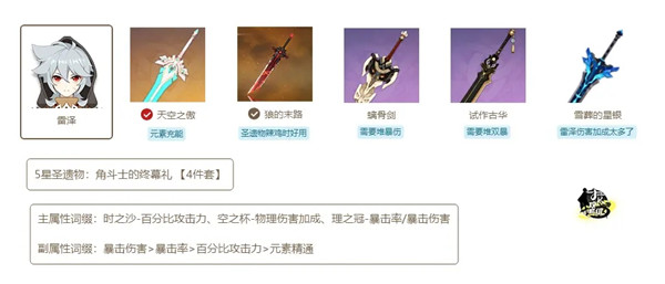 原神1.4版本武器及圣遗物怎么搭配？全属性角色武器圣遗物搭配攻略大全[多图]图片26