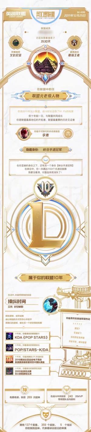 英雄联盟10周年个人趣味数据上线 lol10周年你们都是啥称号图片3