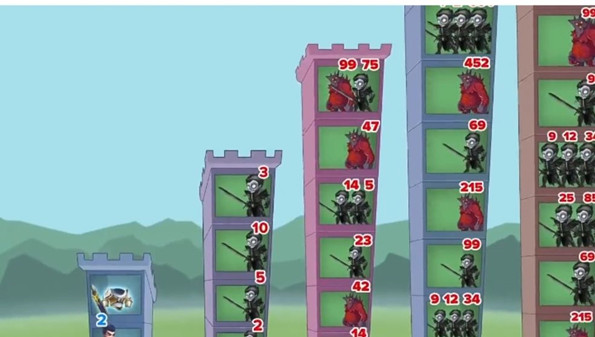 塔上有不同数字的小兵的游戏