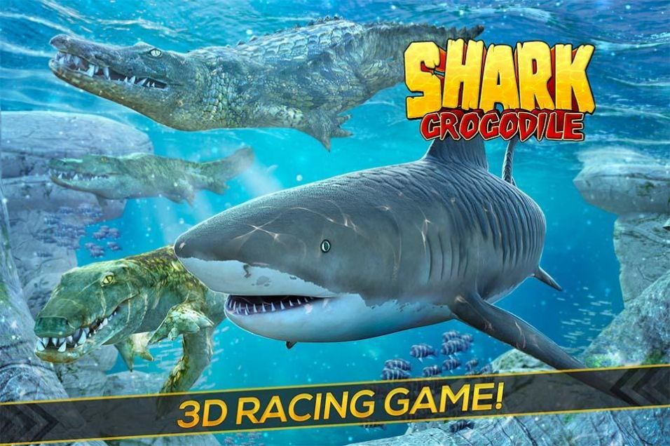 鲨鱼大战鳄鱼游戏中文版（Shark vs Crocodile Fight）图片1