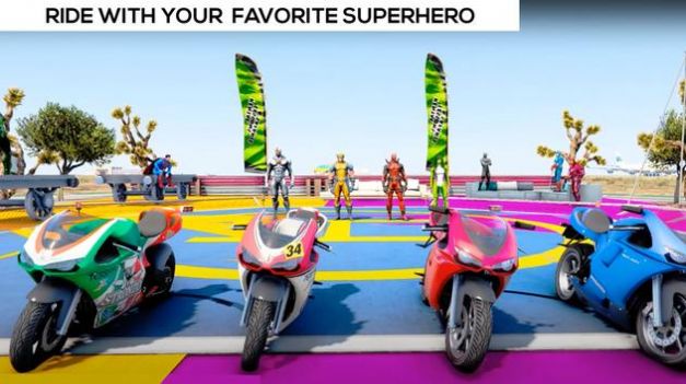 超级英雄自行车特技赛车游戏图2