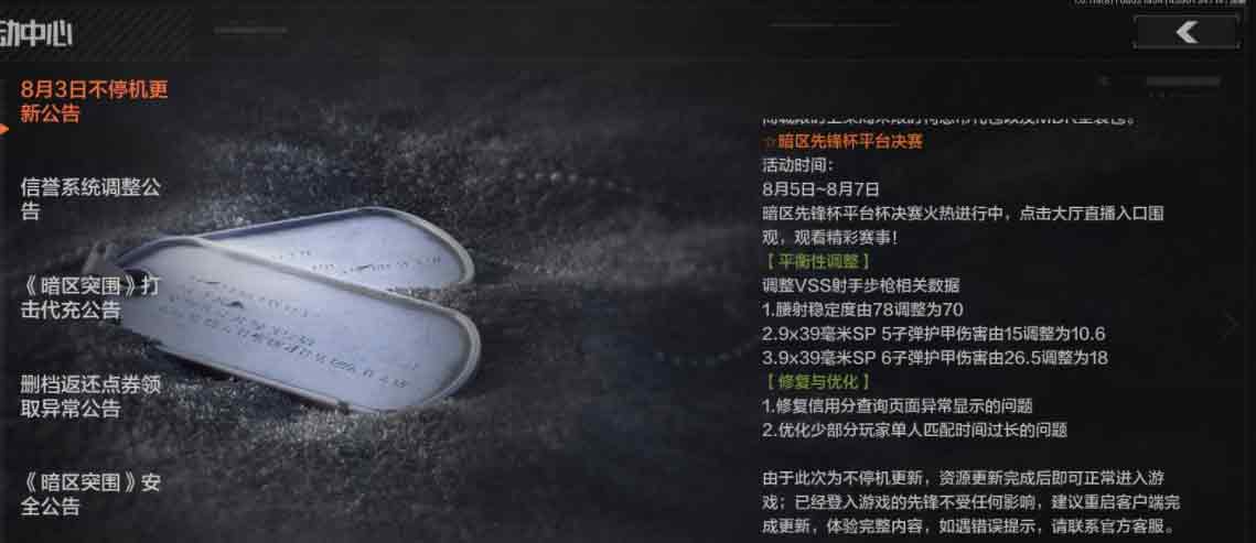 暗区突围vss削弱了什么   8月3日更新vss削弱数据一览[多图]
