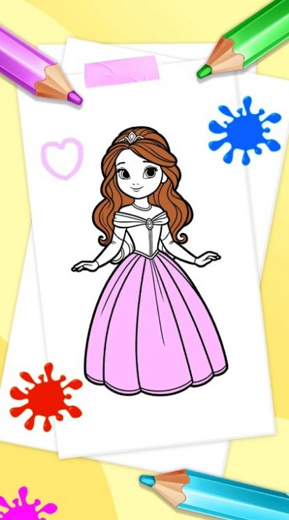 公主女孩着色游戏图3